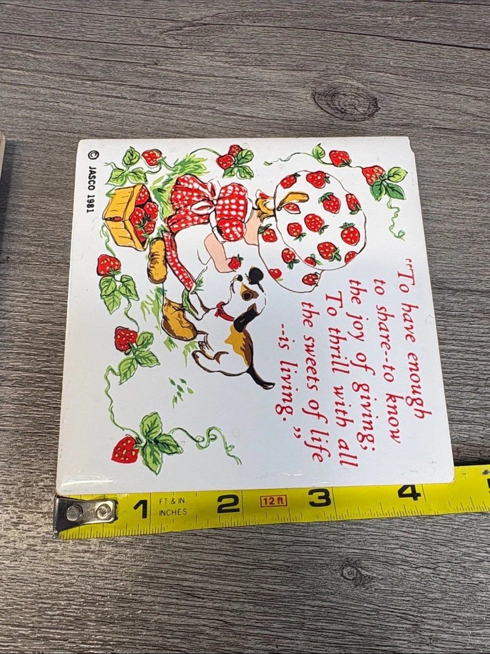 Vintage 1981 Strawberry Shortcake Ceramic Art Tile Trivet Set